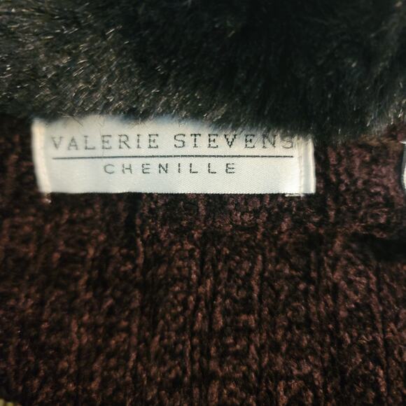 Valerie Stevens Chenille Faux Fur Neck Trim (Removable) Zip-Up Sweater Women's L - Picture 4 of 5